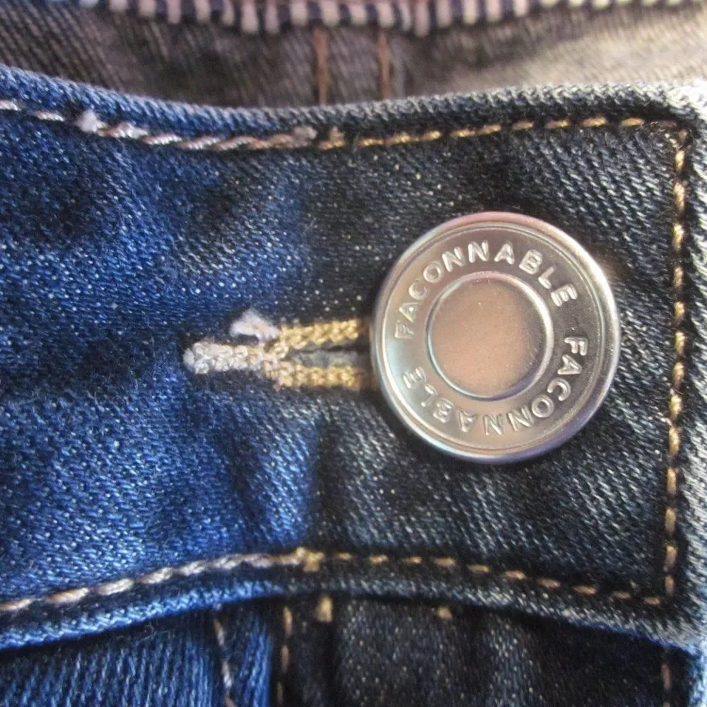 Faconnable Womens Size 10 Cropped Dark Denim Jeans Straight Leg 9.5